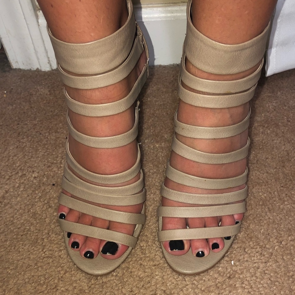 Express strappy wedges